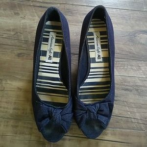 American eagle denim wedge heels size 8.